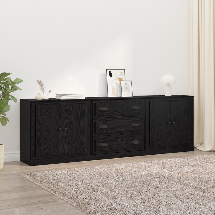 Sideboards 3 pcs Sort eg 210 x 35,5 x 67,5 cm Konstrueret træ