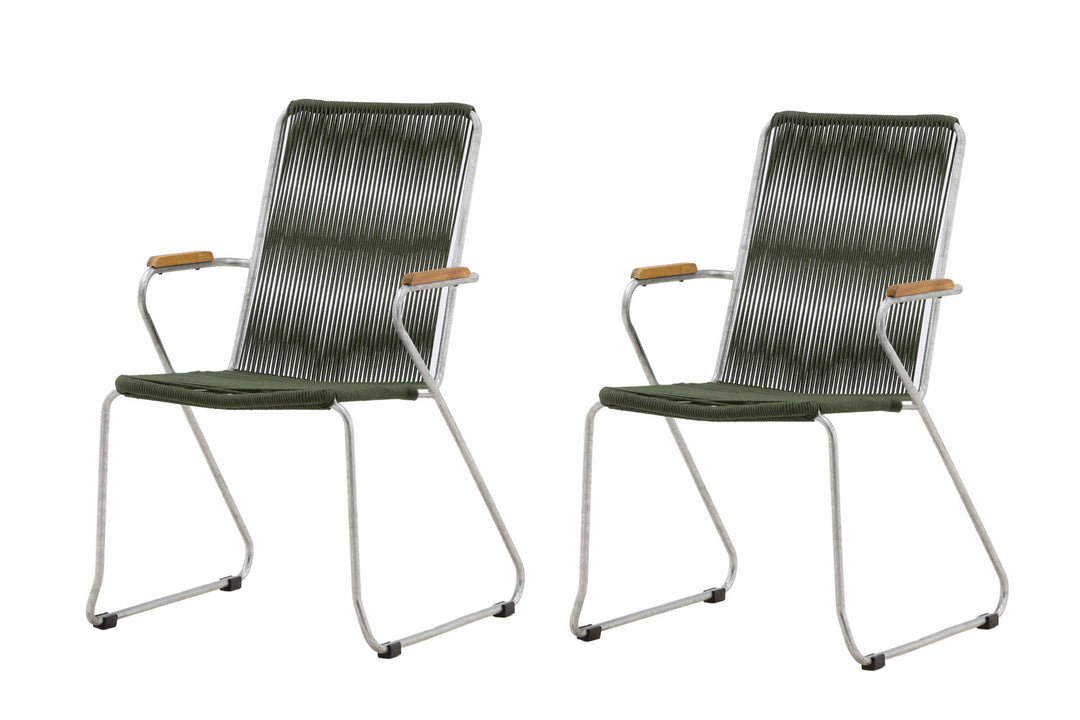 Venture Home Bois Diningchair 2-pack Steel - Silver / Green Rope