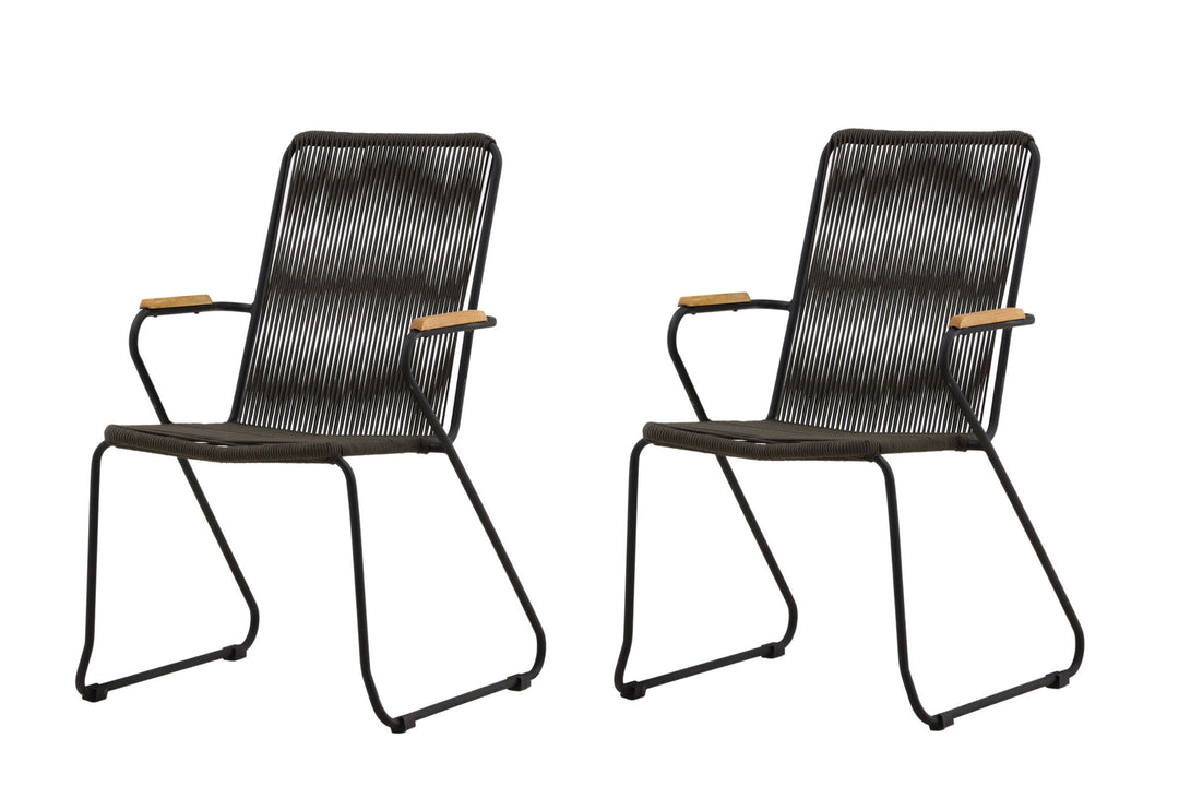 Venture Home Bois Diningchair 2-pack Steel - Black / Dark Grey Rope