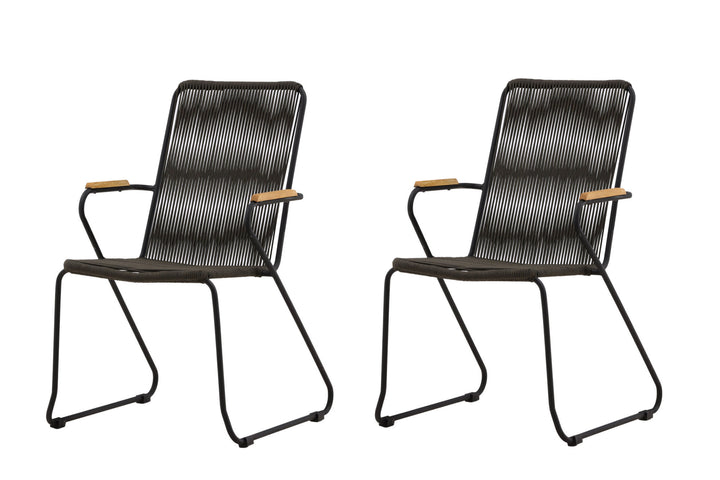 Venture Home Bois Diningchair 2-pack Steel - Black / Dark Grey Rope