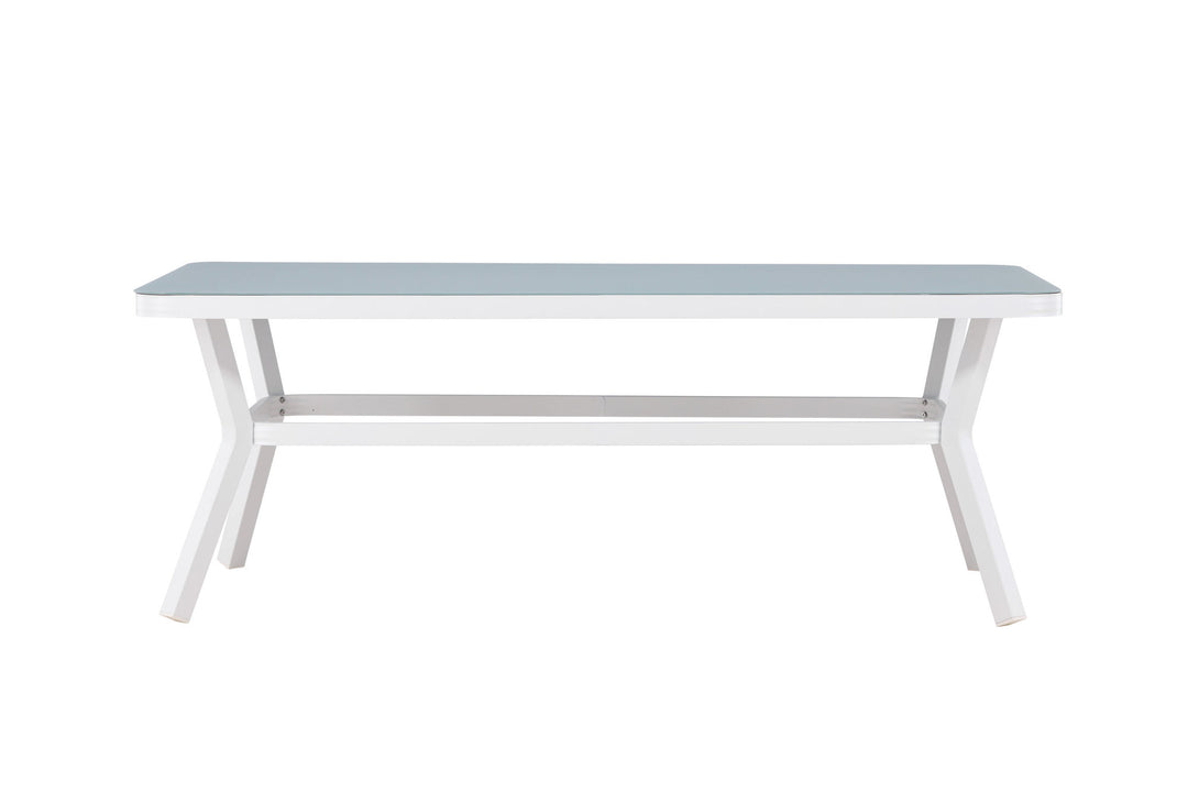 Venture Home Virya Dining Table - White Alu / Grey Glass - big table