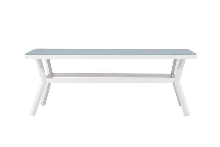 Venture Home Virya Dining Table - White Alu / Grey Glass - big table