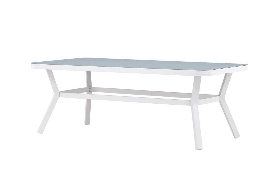 Venture Home Virya Dining Table - White Alu / Grey Glass - big table