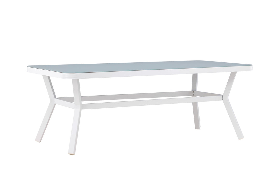 Venture Home Virya Dining Table - White Alu / Grey Glass - big table