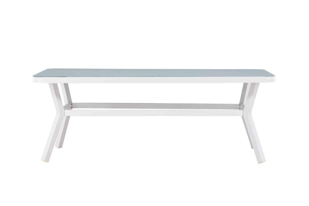 Venture Home Virya Dining Table - White Alu / Grey Glass - big table