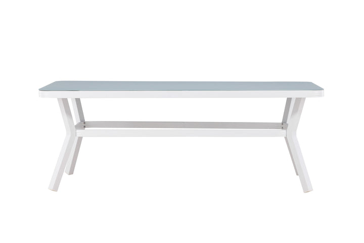Venture Home Virya Dining Table - White Alu / Grey Glass - big table
