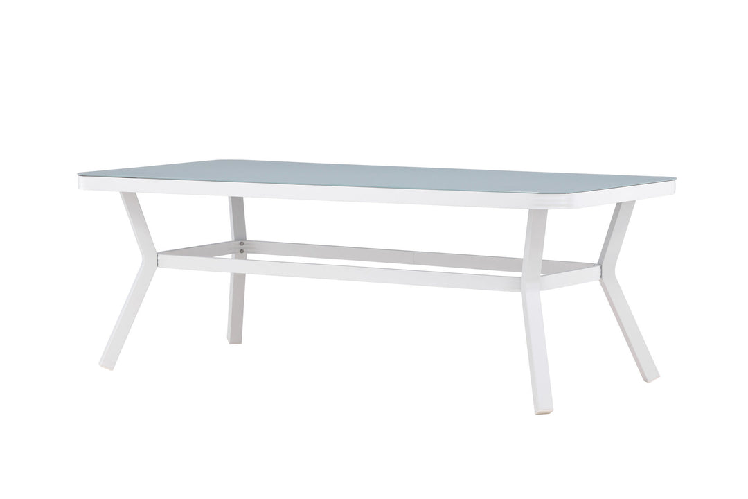 Venture Home Virya Dining Table - White Alu / Grey Glass - big table