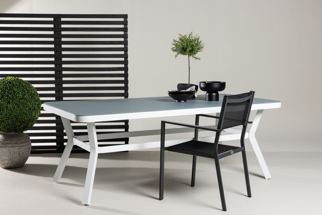 Venture Home Virya Dining Table - White Alu / Grey Glass - big table
