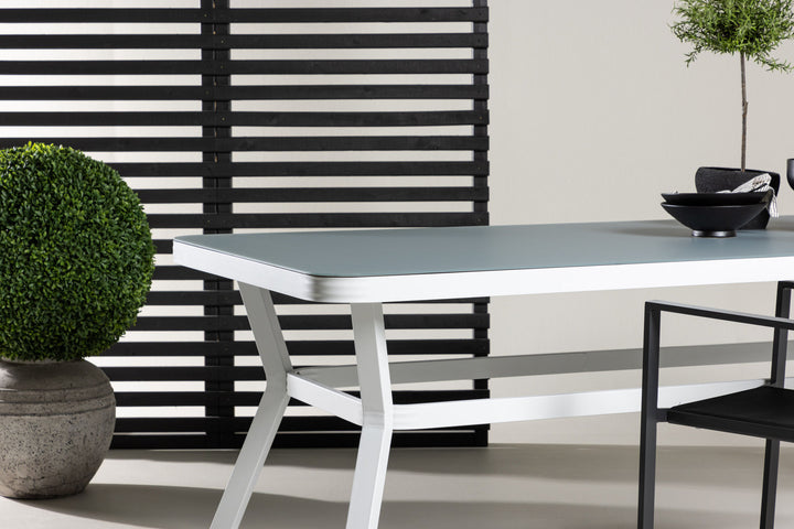 Venture Home Virya Dining Table - White Alu / Grey Glass - big table