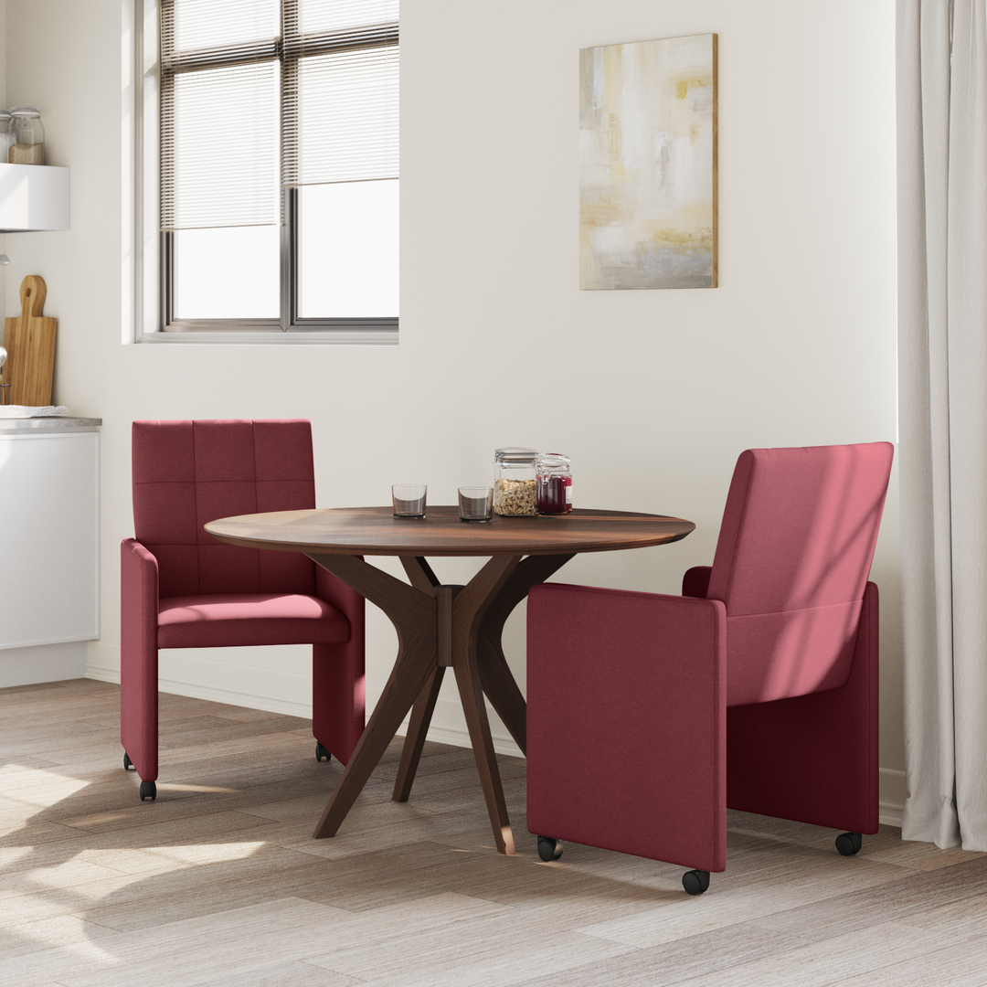 Spisebordsstole med hjul 2 pcs Vinrød 58 x 65 x 94 cm Stof