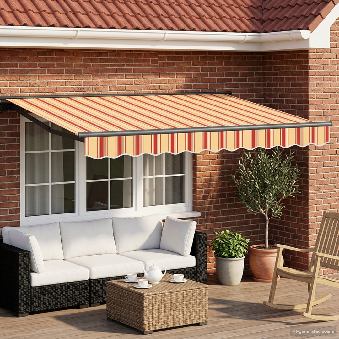 Manuel Utrækkelig Markise Gul, Orange og Hvid 3,5 x 2 m