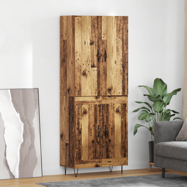 Highboard 2 pcs Gammelt træ Konstrueret træ