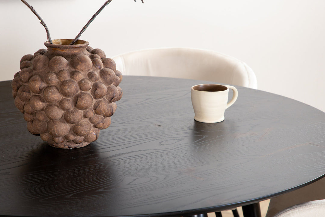 Venture Home Dipp Dining Table - 115cm - Black Veneer / All black legs +Berit Chair - Black / Beige Velvet_4