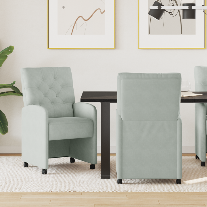 Spisebordsstole med hjul 2 pcs Lysegrå 58 x 67 x 97 cm Fløjl