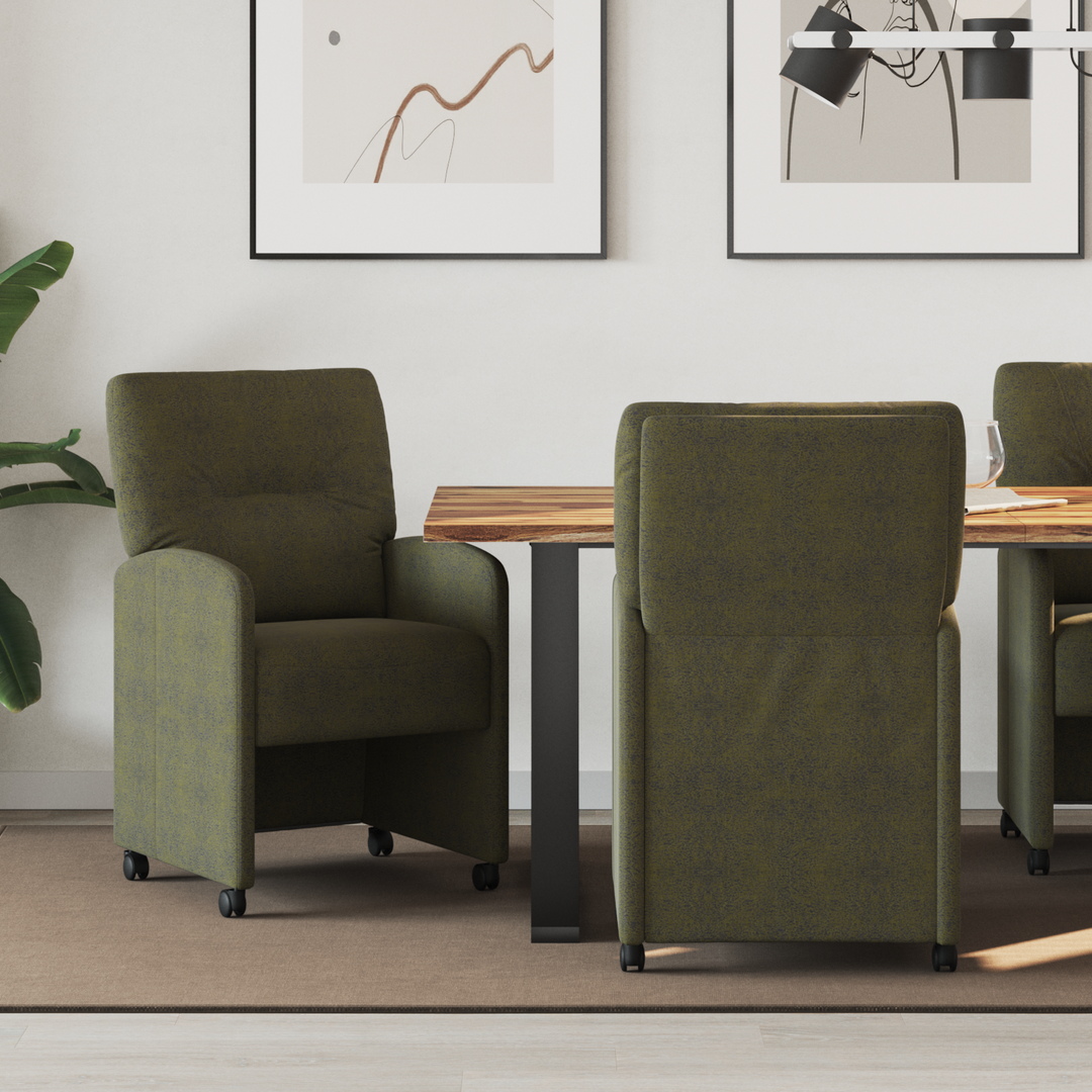 Spisebordsstole med hjul 2 pcs Army grøn 57 x 67 x 95 cm