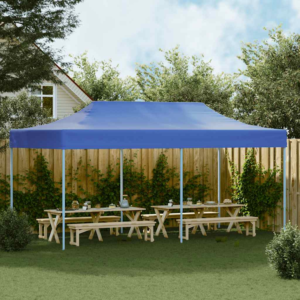 foldbart pavillontelt pop-up 3 x 6 m blå
