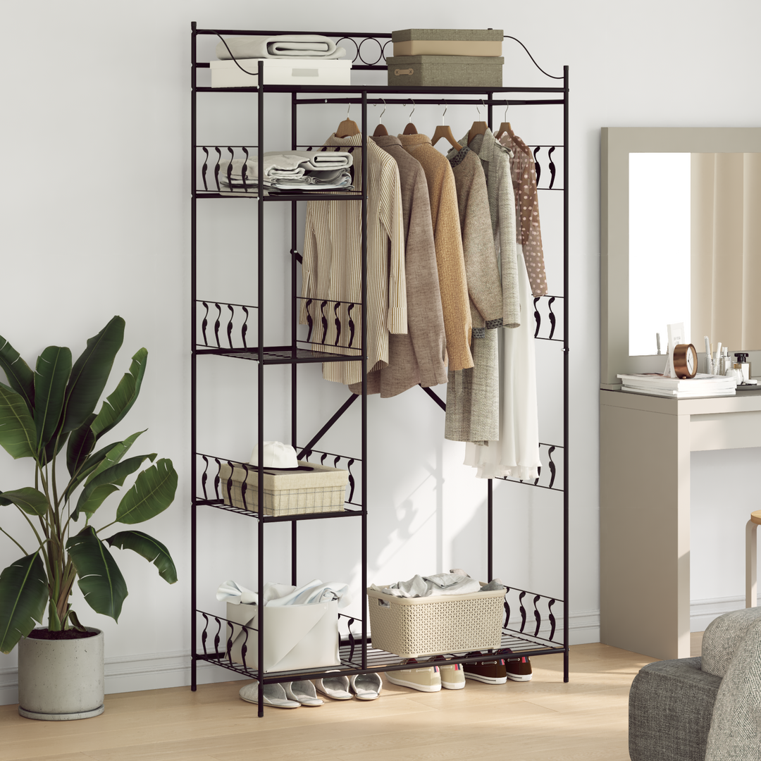 Åben Garderobe med hylde Sort 101 x 43 x 188 cm Stål