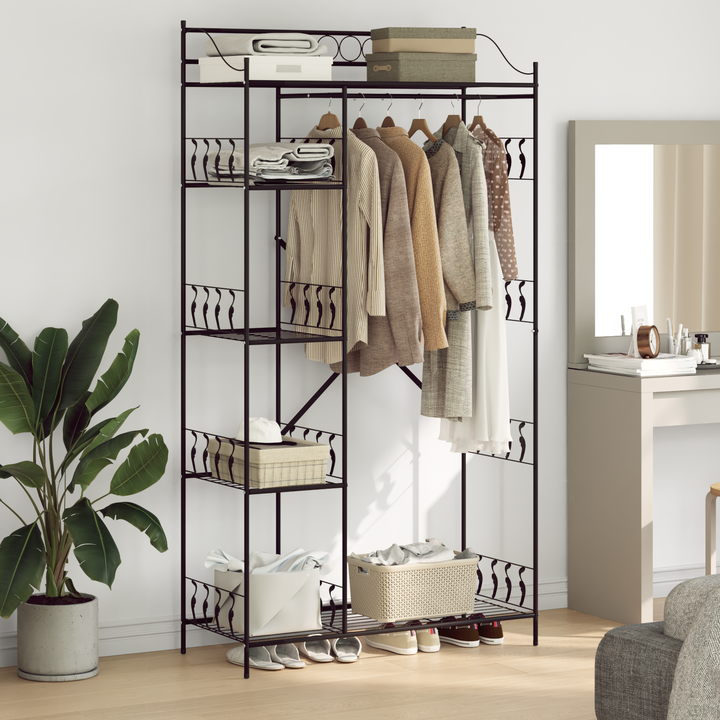 Åben Garderobe med hylde Sort 101 x 43 x 188 cm Stål