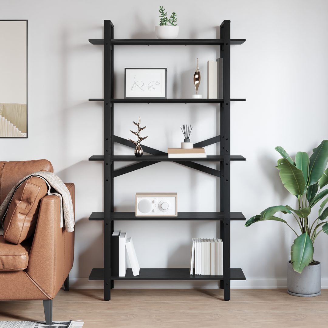 Bogreol Sort eg 100 x 33,5 x 178 cm Konstrueret træ