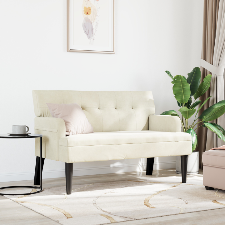 Chesterfield bænk Creme 112 x 65,5 x 75 cm Fløjl