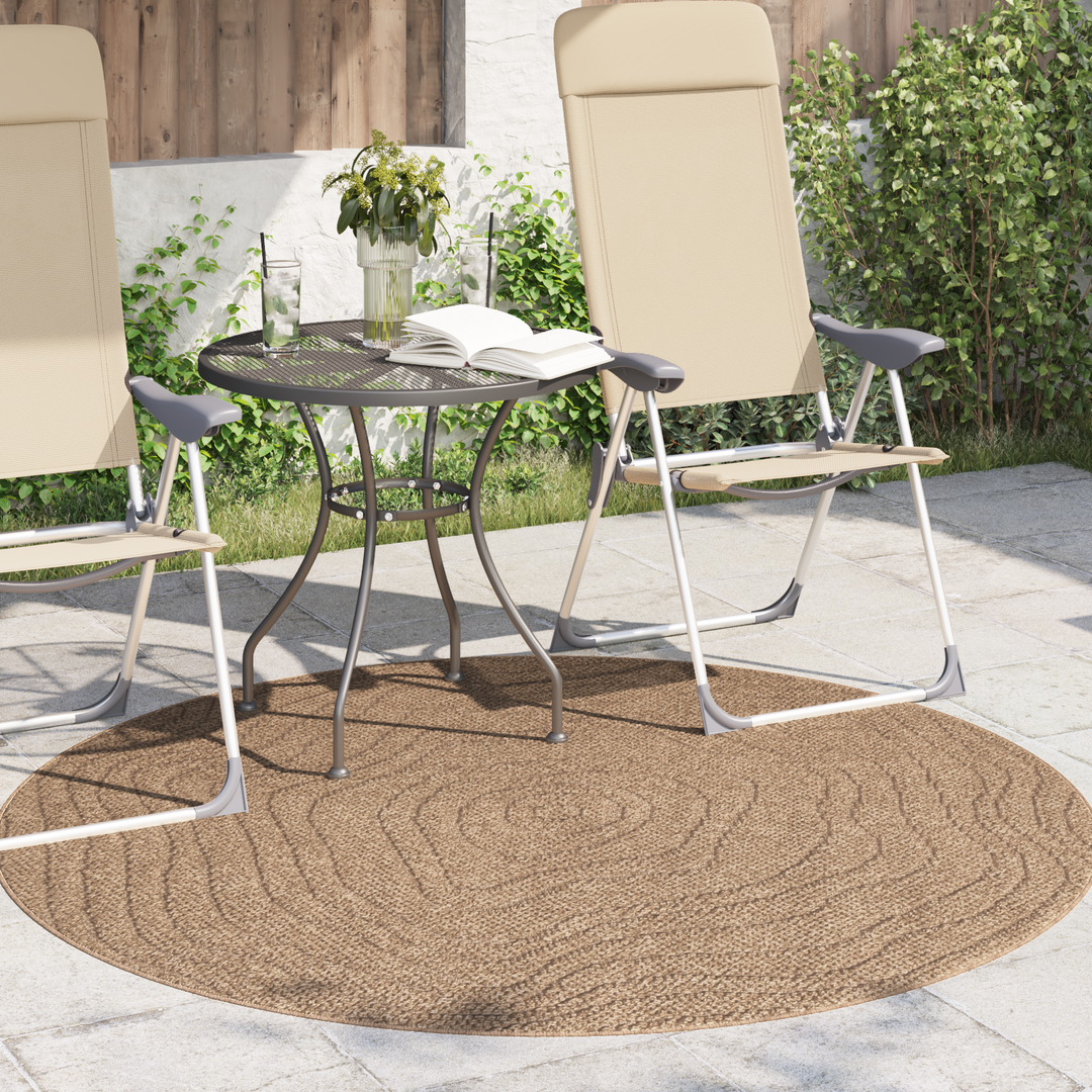 Områdetæpper Rund Moiré AGIRA Naturfarvet Ø 200 CM Polyester