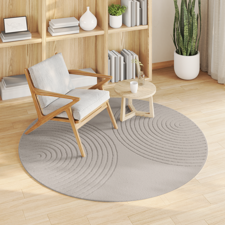 Områdetæpper Rund GALATI Creme Ø 200 CM Polyester