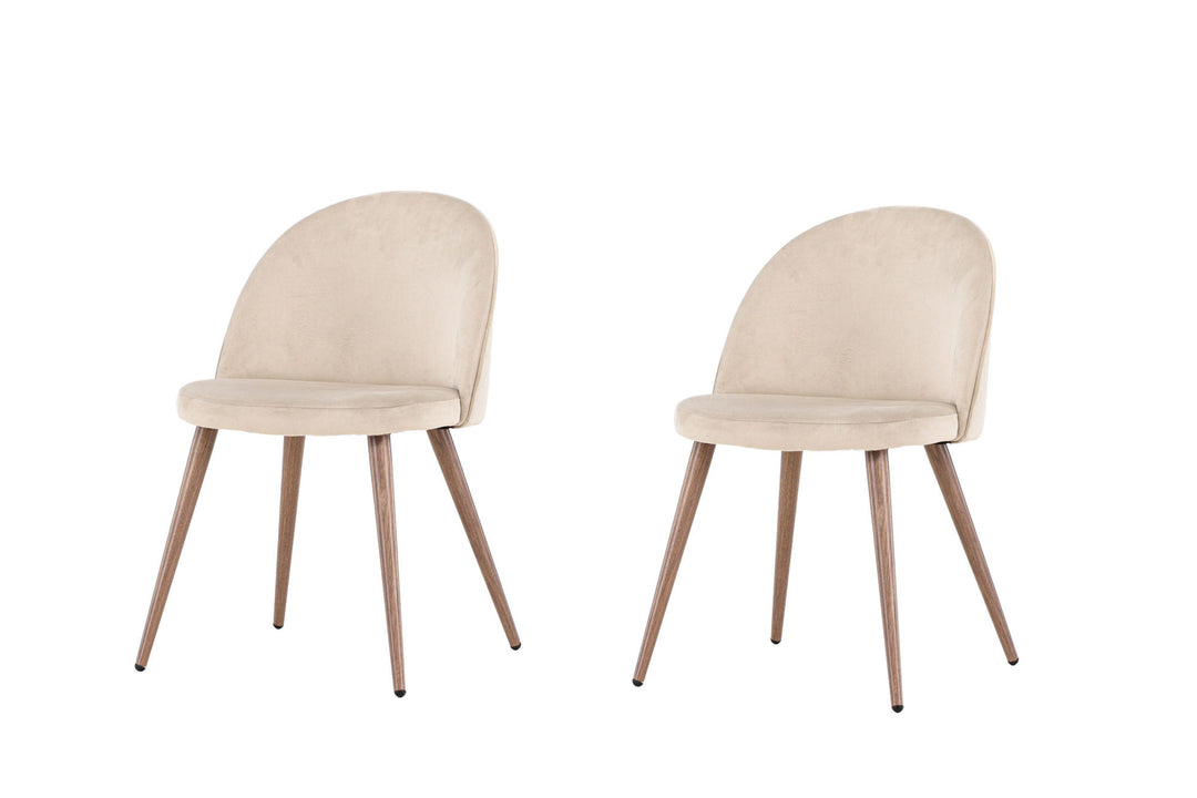 Venture Home Velvet  Dining Chair 2-pack - Woodlook / Beige Polyester velvet