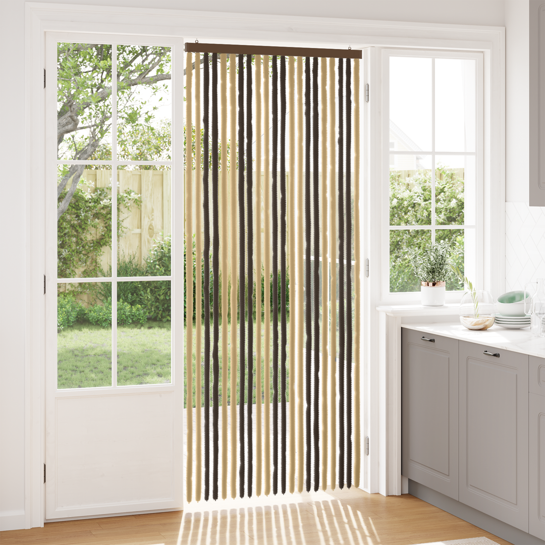Insektgardin i chenille Mørkebrun og Beige 90 x 220 cm 100% PP
