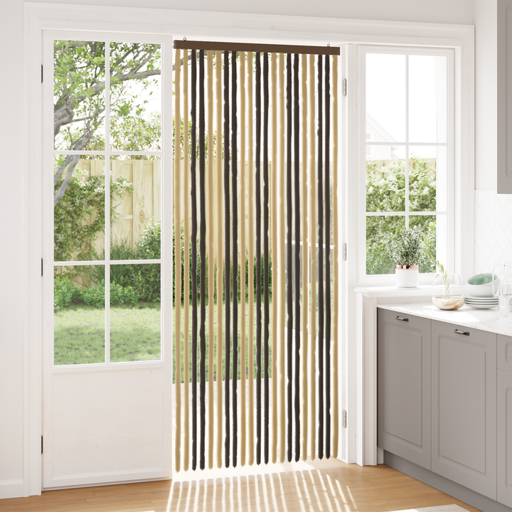 Insektgardin i chenille Mørkebrun og Beige 90 x 220 cm 100% PP