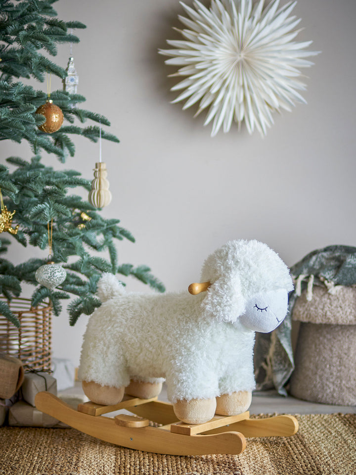 Bloomingville MINI Laasrith Gyngehest, Får, Hvid, Polyester