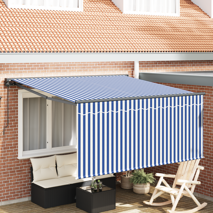 Utrækkelig Markise Blå og Hvid 350 x 250 cm