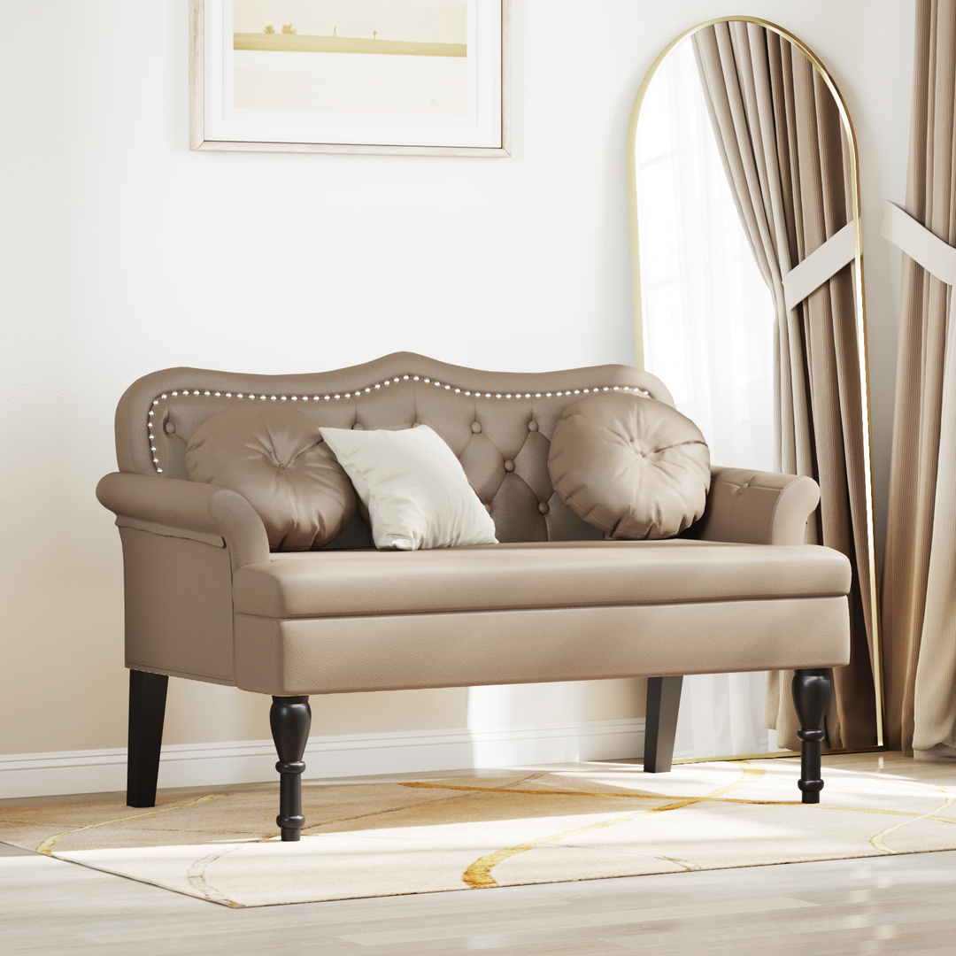 Chesterfield bænk Cappuccino 120.5 x 65 x 75 cm Faux læder
