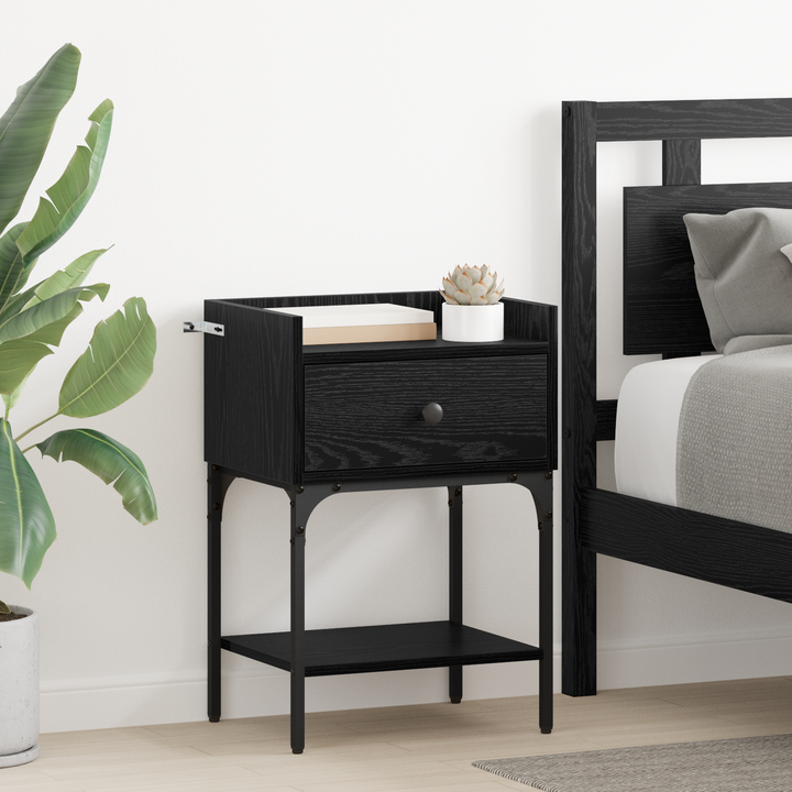 Sengebord 2 pcs Sort eg 40 x 29 x 60 cm Konstrueret træ