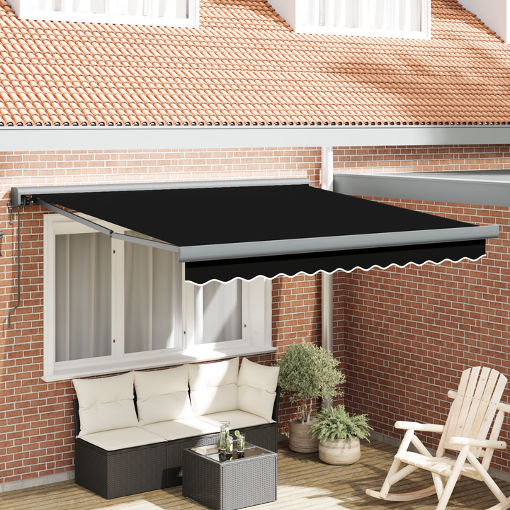 Udtrækkelig markise Sort 350 x 250 x 165 cm Stof og Metal