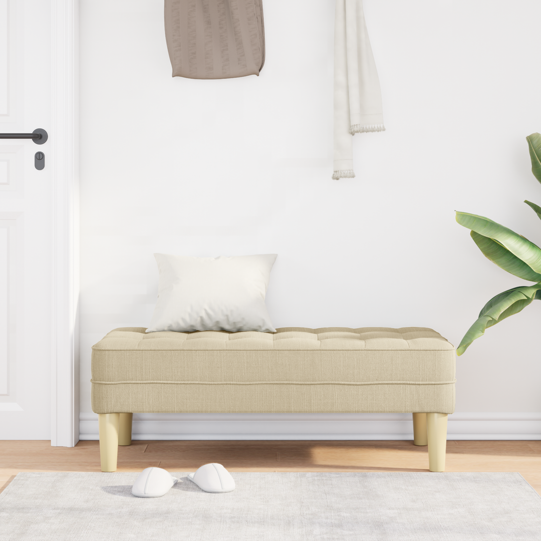 bænk med pude Creme 113 x 57 x 39 cm Stof