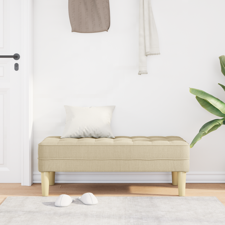 bænk med pude Creme 113 x 57 x 39 cm Stof