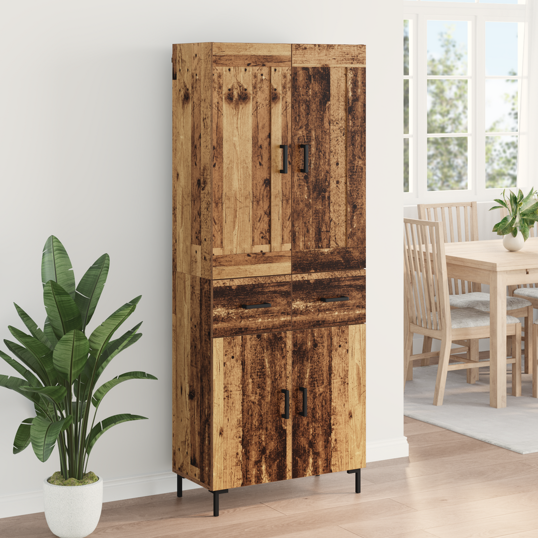 Highboard med skuffe 2 pcs Gammelt træ Konstrueret træ