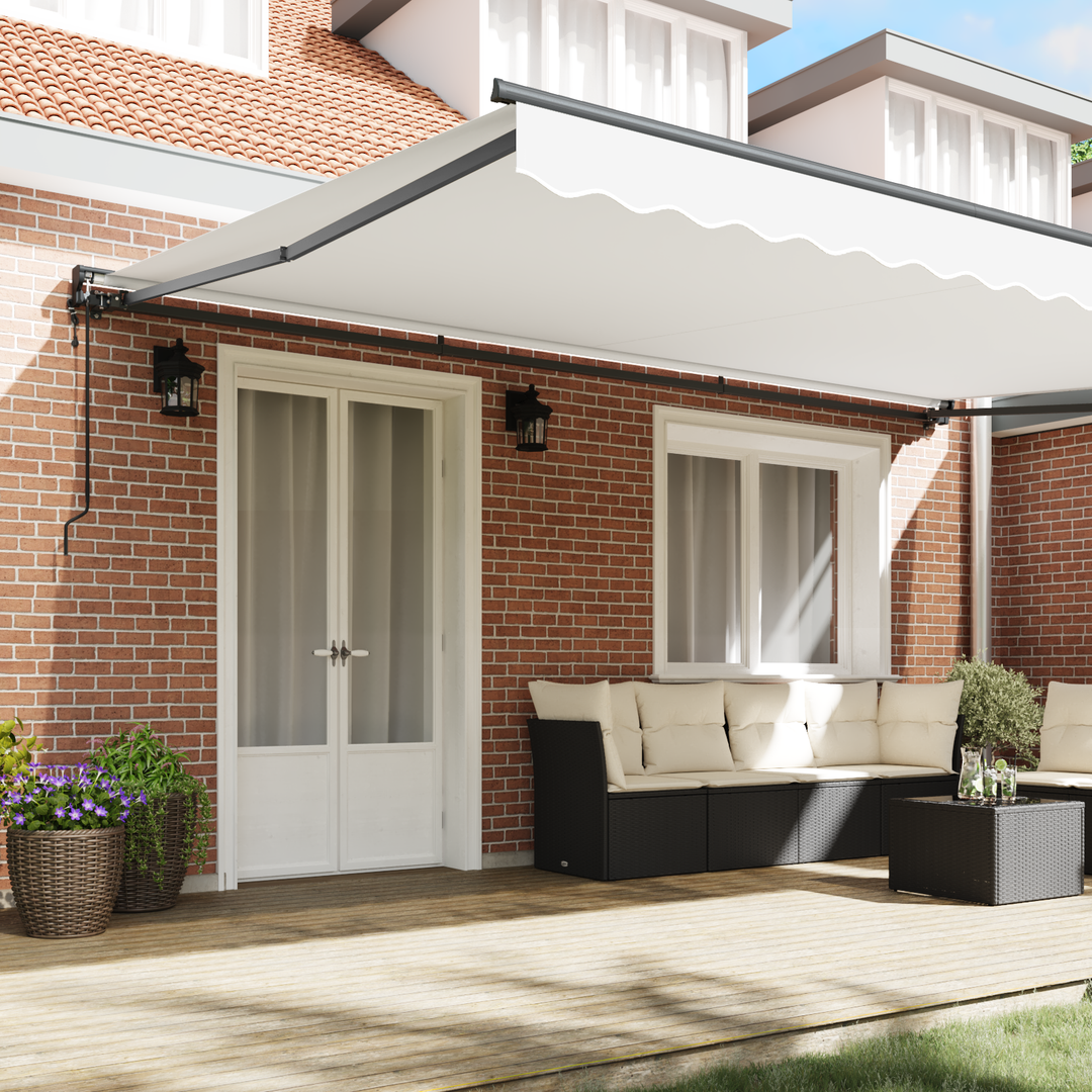 Markiseramme Hvid 500 × 300 cm Polyester med PU belægning