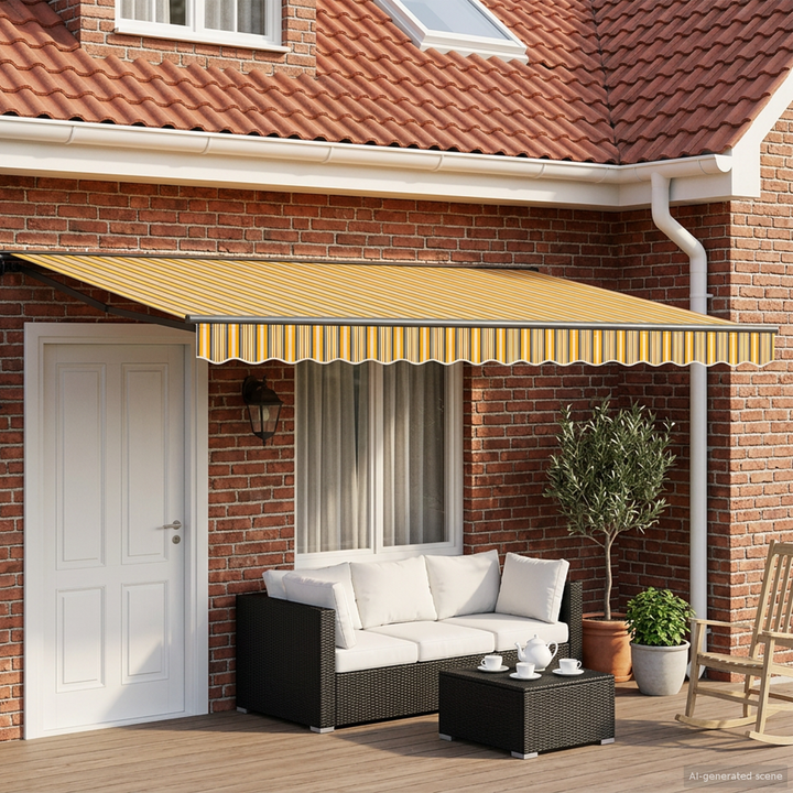 Elektrisk Utrækkelig Markise Gul, Grå, Antracitgrå 4 × 3 m