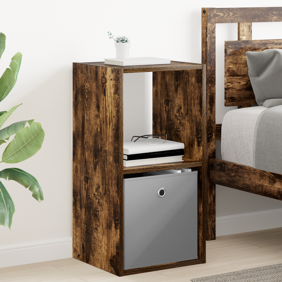 Sengebord 2 pcs Røget eg 35 x 32 x 68,5 cm Konstrueret træ