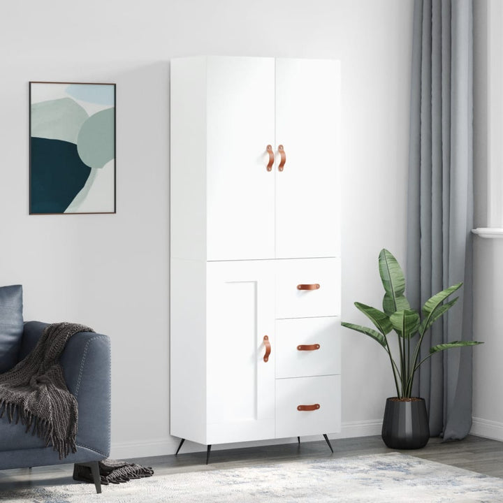 højskab 69,5x34x180 cm konstrueret træ hvid
