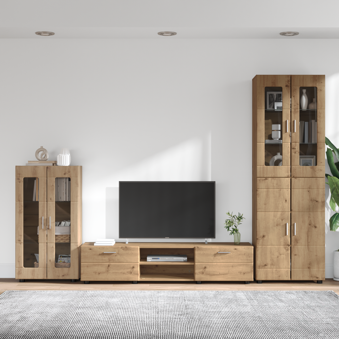 TV-møbelsæt med dør FLORIN 3 pcs Artisan Egetræ Konstrueret træ