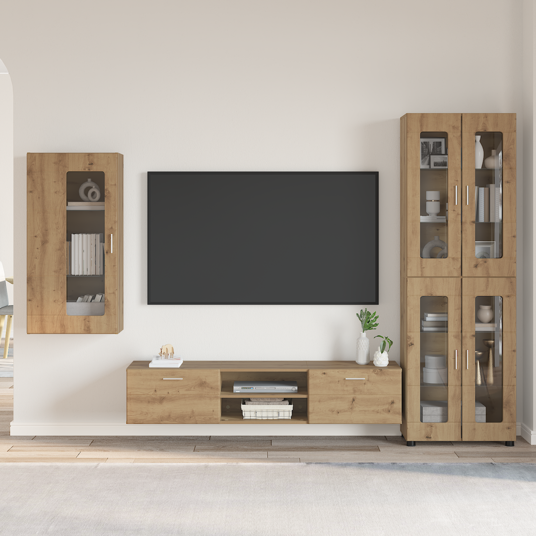 TV-møbelsæt med dør FLORIN 3 pcs Artisan Egetræ Konstrueret træ