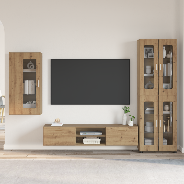 TV-møbelsæt med dør FLORIN 3 pcs Artisan Egetræ Konstrueret træ
