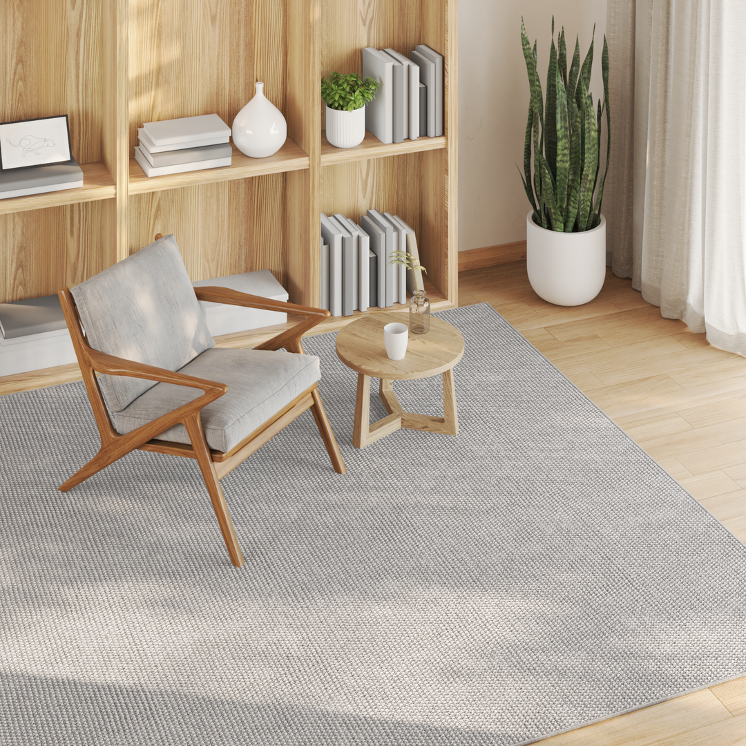 Områdetæpper Firkantet LUGO Creme og grå 200 x 200 cm Polyester