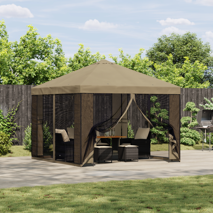 Havelæger med sidevægge 3 x 3 m Beige Polyester og Stål 190 gsm