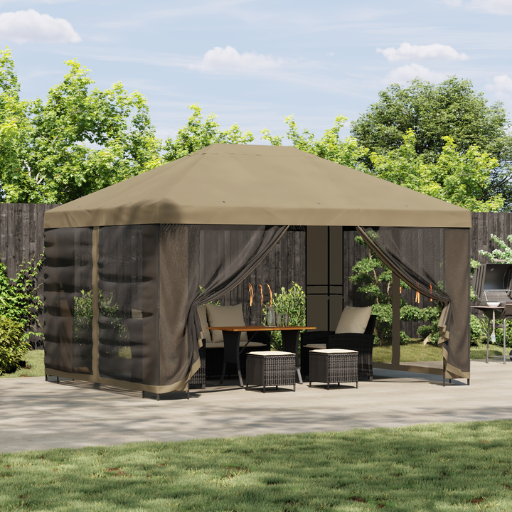 Havelæger med sidevægge 4 × 3 m Beige Polyester og Stål 190 gsm