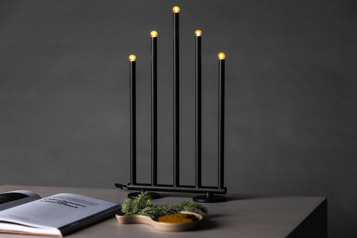 Venture Home Björnfjället Candlestick 40cm  - Matt Black Dimmer  /