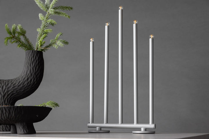 Venture Home Björnfjället Candlestick 40cm  - Matt Silver DImmer /