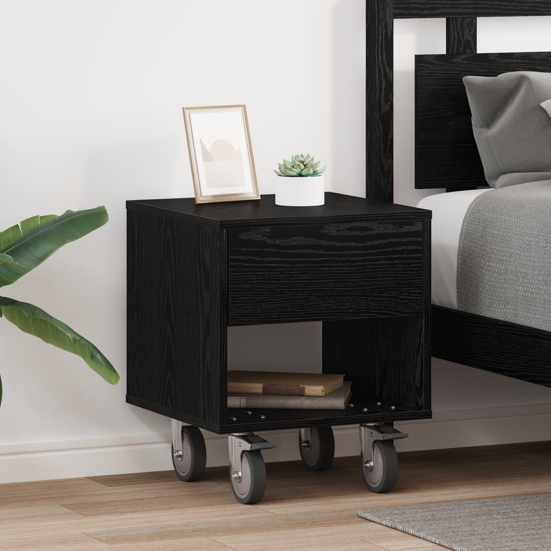 Sengebord 2 pcs Sort eg 40,5 x 40 x 48 cm Konstrueret træ